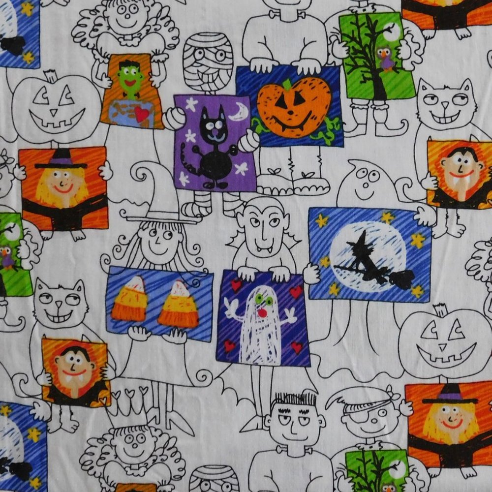 BOGO 2/$8 Halloween Witches Monsters Fabric Timeless Treasures 2002 44W 2 7/8 Yd